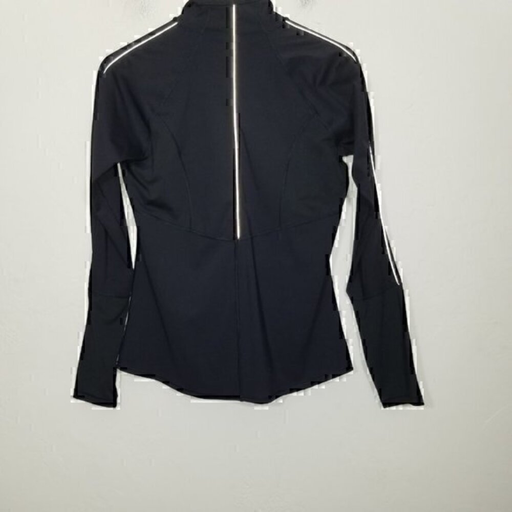 Athleta Reflective Running Long Sleeve Athletic Top Quarter Zip Top Black‎ M